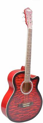 Chordskart Caravan Music 40 Inch Cutaway Red Acoustic Guitar Rosewood Rosewood Right Hand Orientation