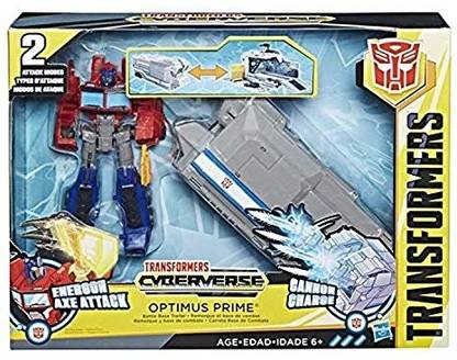 TRANSFORMERS Cyberverse Warrior Class Optimus Prime with Battle Base Trailer