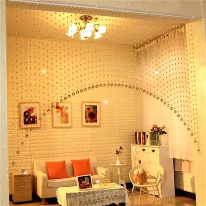 NP Golden Acrylic Strings 100 cm (3 ft) PVC Semi Transparent Window Curtain (Pack Of 20)