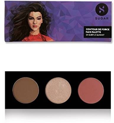 SUGAR (Brown Grey Bronzer, Champagne Gold Highlighter, Soft Peach Pink Blush, 12 g) Highlighter