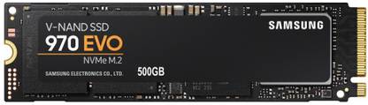 Samsung 970 Evo 500 GB Laptop, Servers, Network Attached Storage, Desktop Black PCIe NVMe Internal Solid State Drive (SSD) (MZ-V7E500BW)