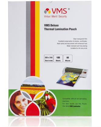 VMS Deluxe Thermal A4 Lamination Pouch 225x310mm 80 Micron - 2 x 100 Sheets Laminating Sheet