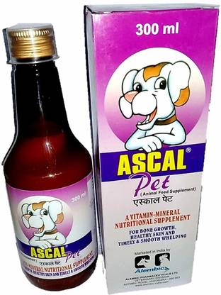 अलेम्बिक Ascal Pet Syrup 300ml Vanilla Flavour Helps in bone growth पेट हेल्थ सप्लीमेंट्स