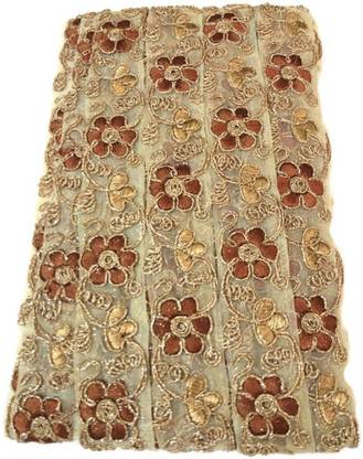 Dasync Golden,Brown Laces and Border Material for Blouse,Sarees,Lehenga,Dupatta Cotton Blend Saree Falls