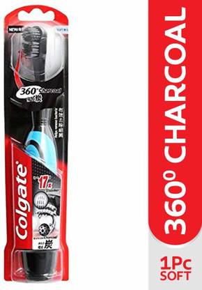 Colgate 360 Charcoal Battery Power (Multicolor) Soft Toothbrush