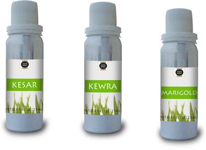 ASHTAAROMAS Kesar, Kewra and Marigold Attar (3 Pcs Combo of 25 ML Each) Herbal Attar