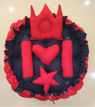 Cuteably TUB Bed Round (4 in 1 uses) with 6 Pillows Set for Heart Shaped TYPE CRIB