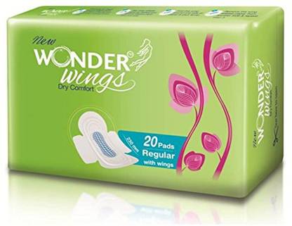 Wonder Wings Dry Comfort with Wings Regular Size 20 Pads each (PACK OF 2) Sanitary Pad