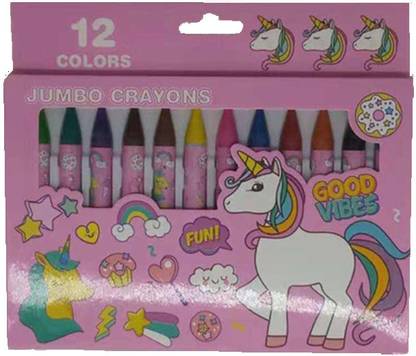 FUNCART Unicorn pink jumbo crayons (12pcs/pack) School Set