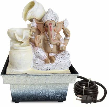 Shrih Ganesha Water Fountain for Tabletop Waterfall Decorative Showpiece  -  18 cm