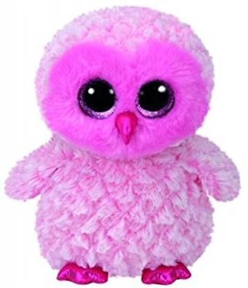 TY Beanie Boos - TWIGGY the Pink Owl (Glitter Eyes) (Medium Size - 9 inch)  - 19 cm