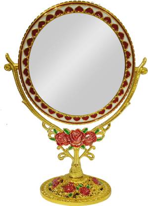Bueno Unique And Stylish Double Sided Mirror For Women And Girls, Home Decorative Item, Table Top Mirror For Vanity, Mirror For Parlour, Pack Of 1