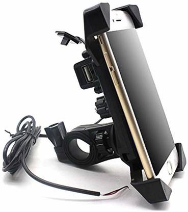 CEUTA Universal Motorcycle Rotating Cell Phone Stand Mount Holder USB Charger for All Android Windows Smartphone Upto 7 inches Display Bike Mobile Holder