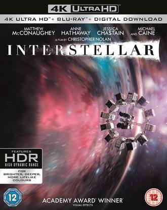Interstellar (4K UHD + Blu-ray + Digital Download) (3-Disc Box Set) (Region Free + Slipcase Packaging + Fully Packaged Import)