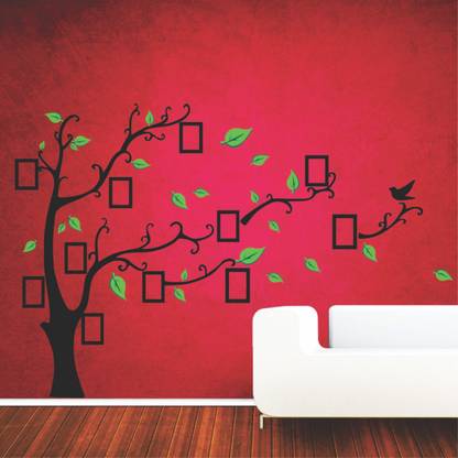 Saiii Designs 30 cm Green tree And framing Self Adhesive Sticker