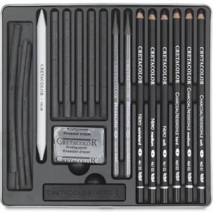 Cretacolor BLACK BOX CHARCOAL DRAWING SET OF 20 (BLACK)