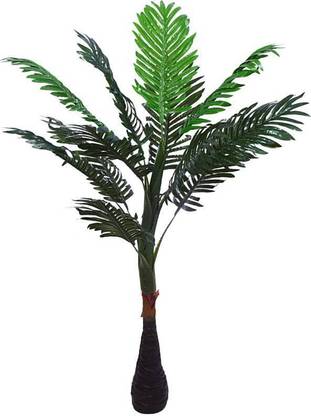 Sai Collections Artificial Palm Tree With Natural Looking Plant Home Decor Office Decor - 90 cm Big Artificial Plant (Green) Bonsai Artificial Plant  with Pot