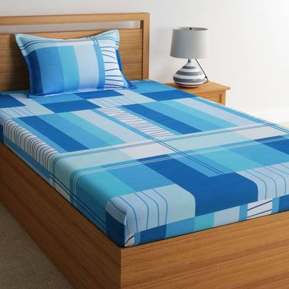 Dreamscape by Decathlon Cotton Single Flat 144 TC Geometric Bedsheet