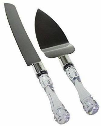 Greaterscap Stainless Steel Cake Knife and Server Set with Acrylic Handle Slicer cutter Decorating Tools 2Set 14x12.5x5 And12.5x20.5x2.5CM Stainless Steel Cake Server