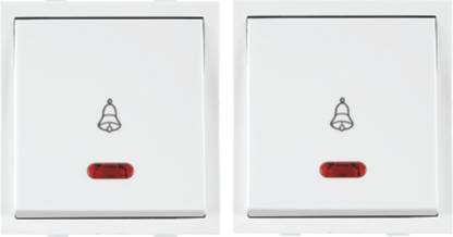 ANCHOR Roma 2M Door Bell Push Switch With Neon Indicator (Pack of 2) 10 A One Way Electrical Switch