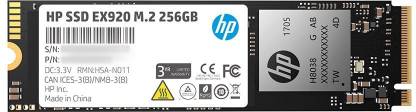 HP EX920 M.2 PCIe 3.1 x4 NVMe 3D TLC NAND 256 GB Laptop Internal Solid State Drive (SSD) (2YY45AA#ABC)