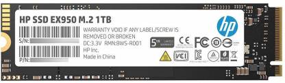 HP EX950 M.2 PCIe 3.1 x4 NVMe 3D TLC NAND 1 TB Laptop Internal Solid State Drive (SSD) (5MS23AA#ABC)