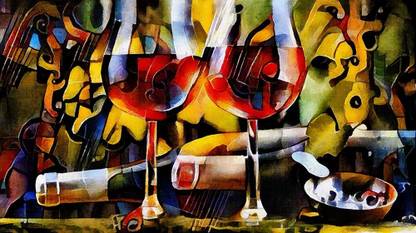 NEW ANJANI ART GALLERY The empty bottle of drunken monkey Digital Reprint 36 inch x 48 inch Painting
