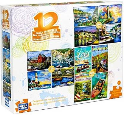 Mega Puzzles 12 Puzzles in 1 Box Family Puzzle