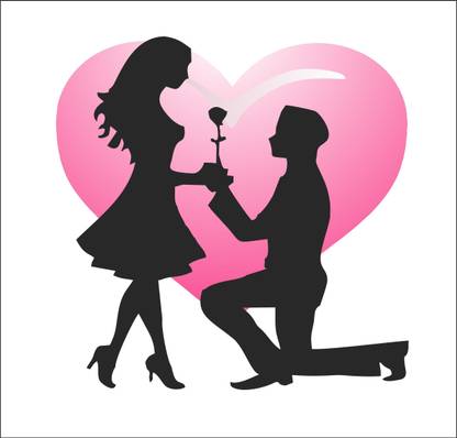 Impression Wall 56 cm Couple With Heart Wall Sticker ( Cover Area :- 56 X 56 Cm) Self Adhesive Sticker