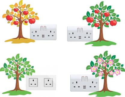 Decor hubb 30 cm Decor hubb-Tree Switch Board Stickers ( Set of 4 ) Self Adhesive Sticker