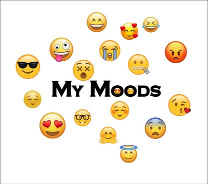 Day Decals 106 cm Moods Emoji Wall Sticker ( Cover Area :- 121 X 106 Cm) Self Adhesive Sticker