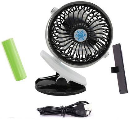 AMUSING Best Quality Portable USB Mini Clip-on Fan Small Size Strong Wind Multi-functional Usage, Several Power-Supply Ways, Powerful Horizontal 360ÃÂ° Rotation,Mini Desk Fan Adjustable Gear, Small and Exquisite Rechargeable Fan