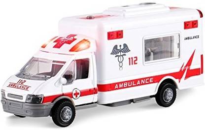Liberty Imports Diecast Ambulance Pullback Friction Toy Emergency Vehicle