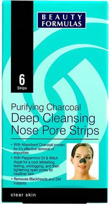 Beauty formulas Purifying Charcoal Deep Cleansing Nose Pore Strips for Clear Skin 6's Face Wash