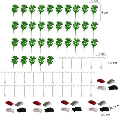 R D MODELS STREET LIGHT & CAR & TREE SCALE 1:500 Model Building Kit