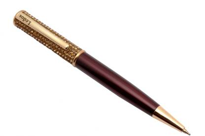 Ledos Gemstone Designer Maroon & Golden Combination, With Swaroski Crystals, Royal Collection Metallic Ball Pen