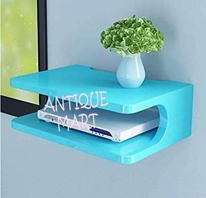 ANTIQUE MART TV Setup Box & Remote Stand Wooden Wall Shelf