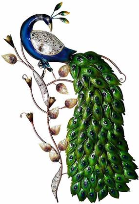 Himanshi Art Metal LED Peacock Wall Decor/ Wall Hanging Decorative Showpiece  -  107 cm