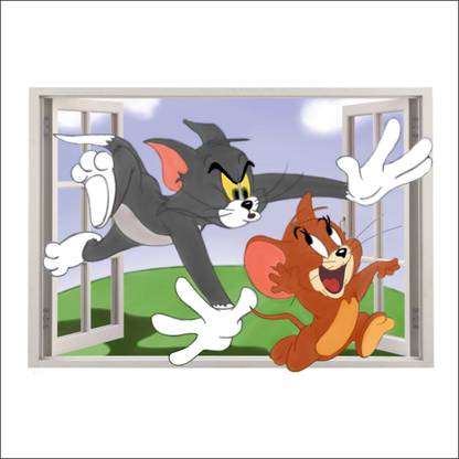 Impression Wall 58 cm Tom & Jerry Window Illusions Vinyl Multicolor Self Adhesive Sticker