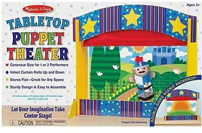 MELISSA & DOUG Tabletop Puppet Theater - Sturdy Wooden Construction Hand Puppets