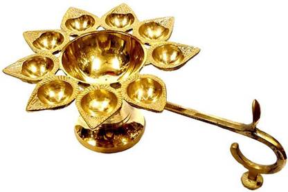 EGLOB Brass 9 Batti Arti Brass Table Diya