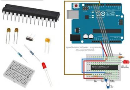 OLatus 1 Set ATMEGA328P-PU DIP-28 Microcontroller IC CHIP for ARDUINO UNO R3 with Boot Loader+breadboard 170 points + 22pf Cap+16MHz Micro Controller Board Electronic Hobby Kit