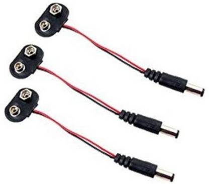 टेक्निकल हुट 3 PCS - 9V battery snap power cable to DC 9V clip male line battery adapter suitable for arduino and other MCU's टेम्परेचर सेंसर और कंट्रोलर इलेक्ट्रॉनिक हॉबी किट