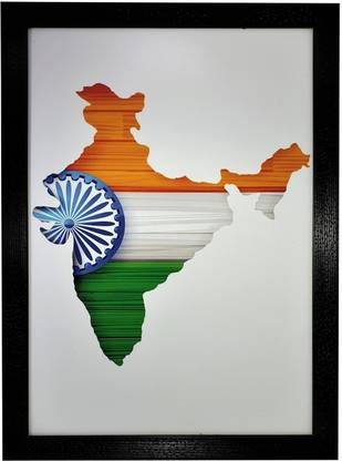 Gallery99 Chaque Dcor Indian Map Textured (Scratch/ Dust Proof) Quote Digital Reprint 12 inch x 2 inch Painting
