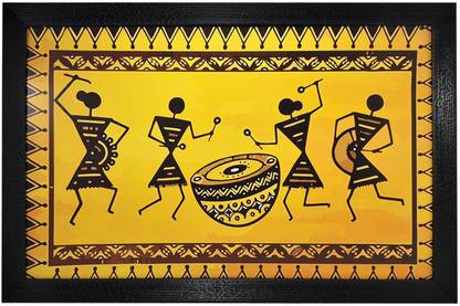 Gallery99 Chaque Dcor Warli Textured (Scratch/ Dust Proof) Quote Digital Reprint 2 inch x 12 inch Painting