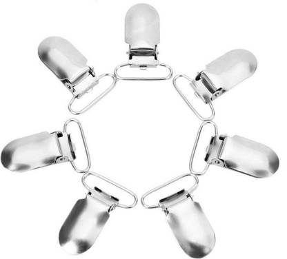 DIY Crafts 25pcs Pacifier Suspender Clips, 1inch Stainless Steel Suspender Clips for Bibs and Toys with Nubs (Silver)