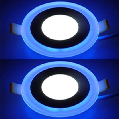 Galaxy 6 Watt 3 Led Round Panel Light Ceiling Pop 3d Effect Lighting Double Color Blue White Pack Of 2 Recessed Lamp In India - Ceiling Lights Led Round