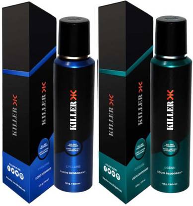 KILLER Cyclone, Ocean (150ml Each) Deodorant Spray  -  For Men & Women