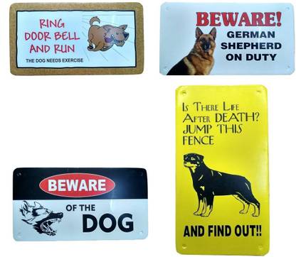 pawsitively BEWARE German shepherd on duty, BEWARE of the dog, FIND OUT, RING DOOR BELL Emergency Sign