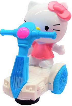 Anvi Toys Bump & Go Hello Kitty Tricycle Electric Sound Toy Car for Kids - Head Light and Wheel Light (Multi color)